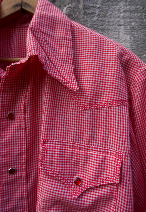 Vintage Handmade Red Gingham Pearl Snap Shirt