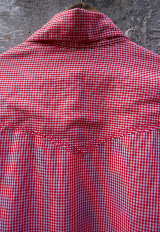 Vintage Handmade Red Gingham Pearl Snap Shirt