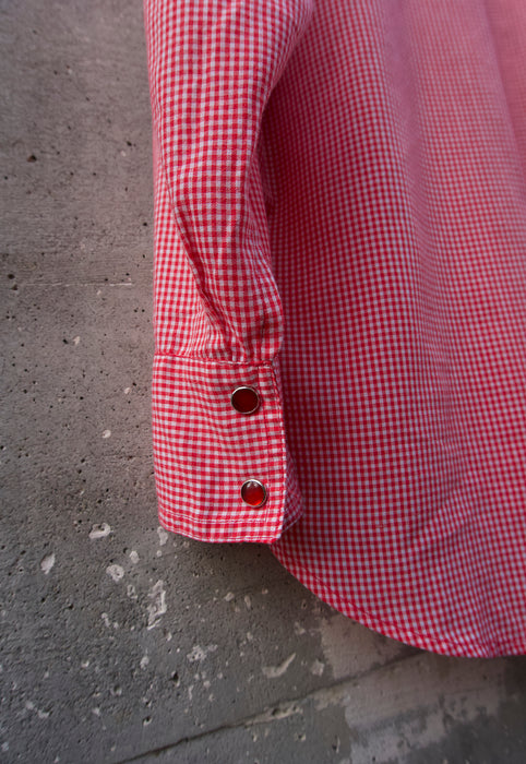 Vintage Handmade Red Gingham Pearl Snap Shirt