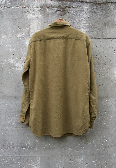 Vintage Olive Wool Military Vintage Mid Century Shirt XL