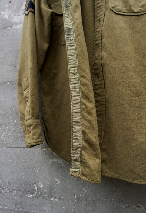 Vintage Olive Wool Military Vintage Mid Century Shirt XL