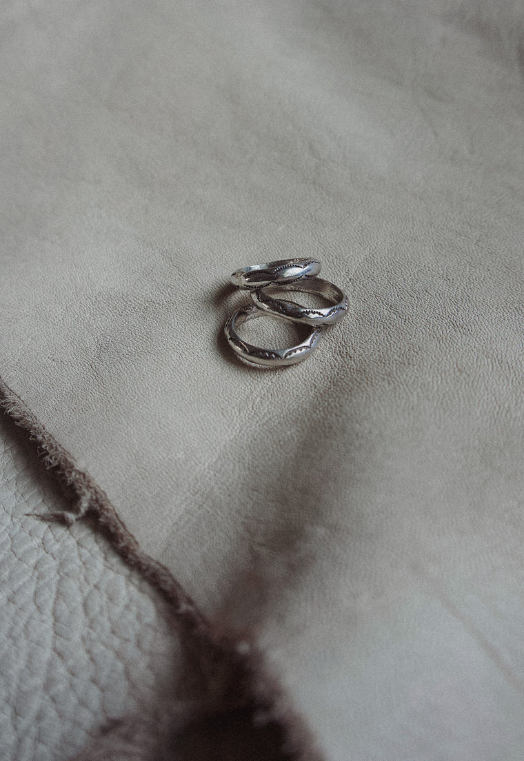 Vintage Sterling Silver Navajo Stamped Ring Christie Araujo