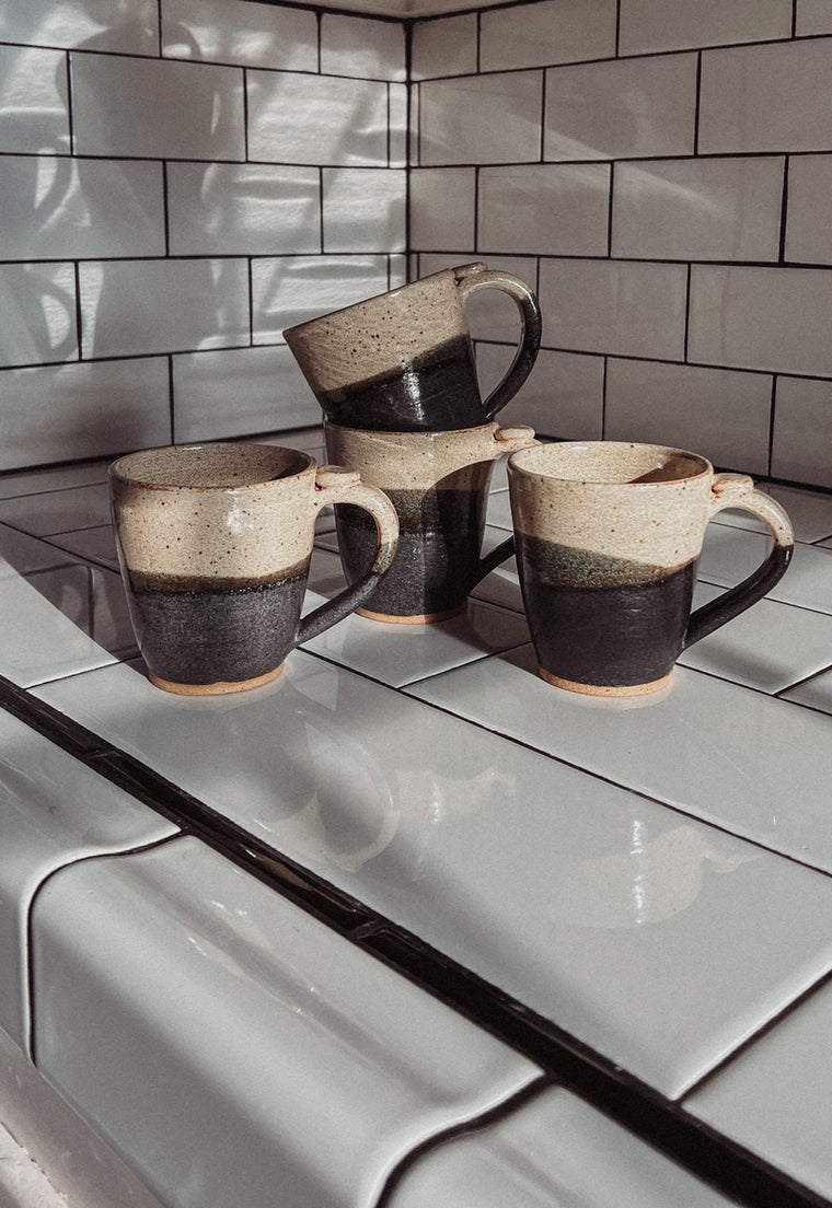 Vintage Stoneware Hand Thrown Mug Set