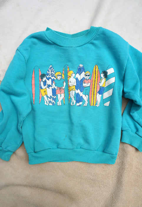 Idylwild Vintage Kids Buster Brown 80s Turquoise California Surf Culture Sweatshirt