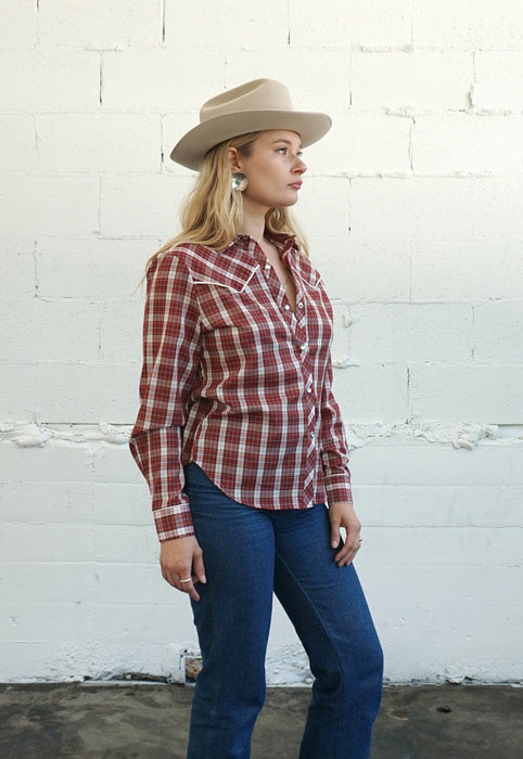 Idylwild Vintage Pearl Snap Western Shirt with White Piping