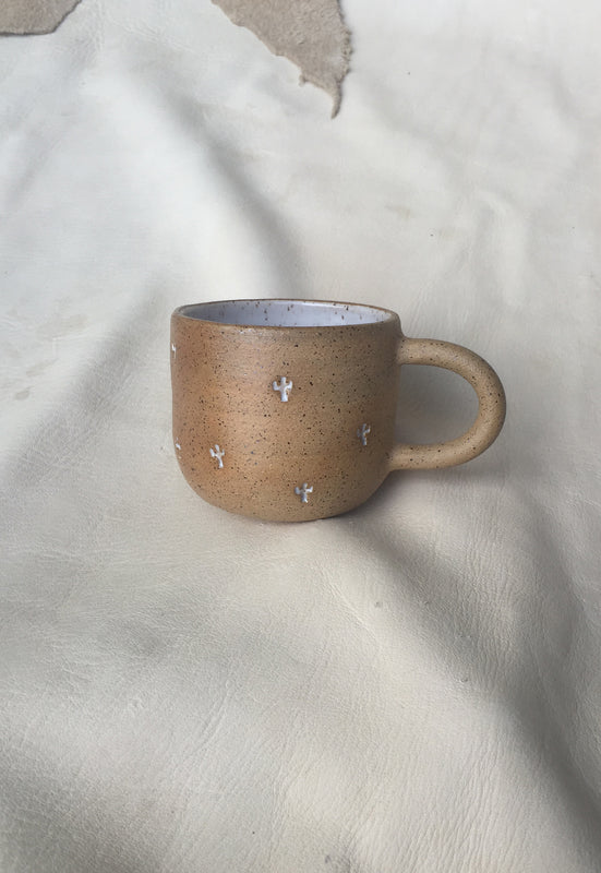Blonde Cactus Stamped Small Speckled Mug