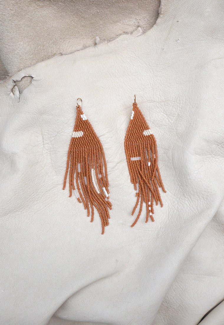 Cedar Hand Beaded Earrings
