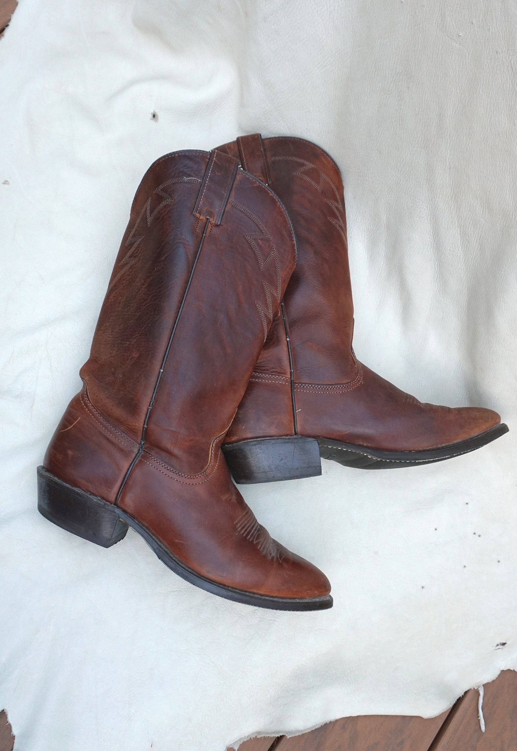 Vintage 70's Cognac Wrangler Boots Men's Size 10.5D