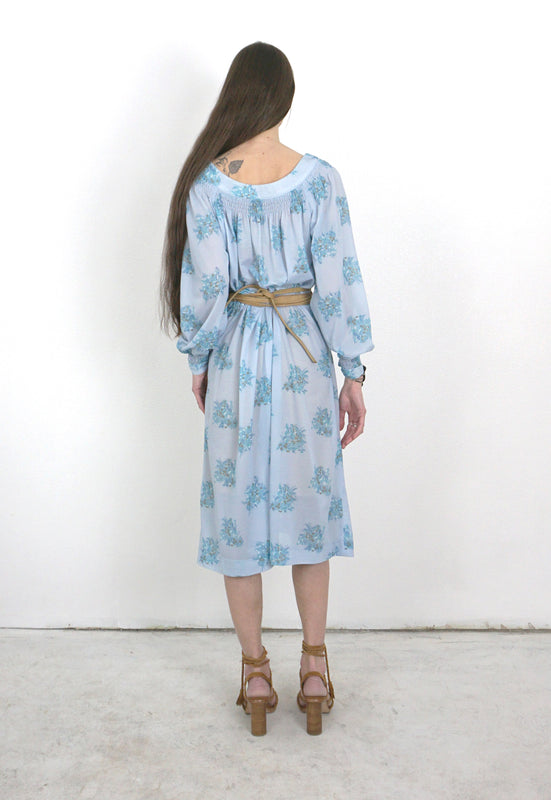 Idylwild Vintage Cornflower Blue Smocked Peasant Dress