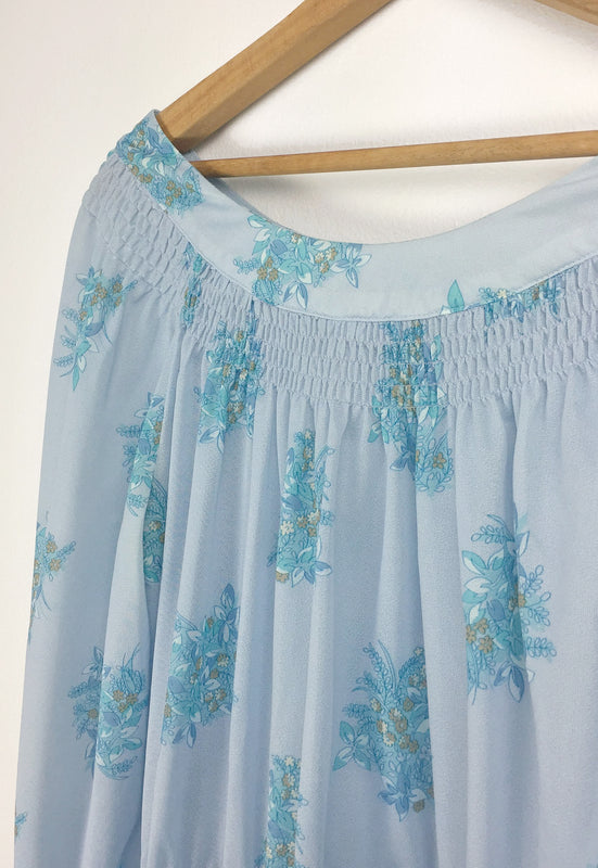 Idylwild Vintage Cornflower Blue Smocked Peasant Dress