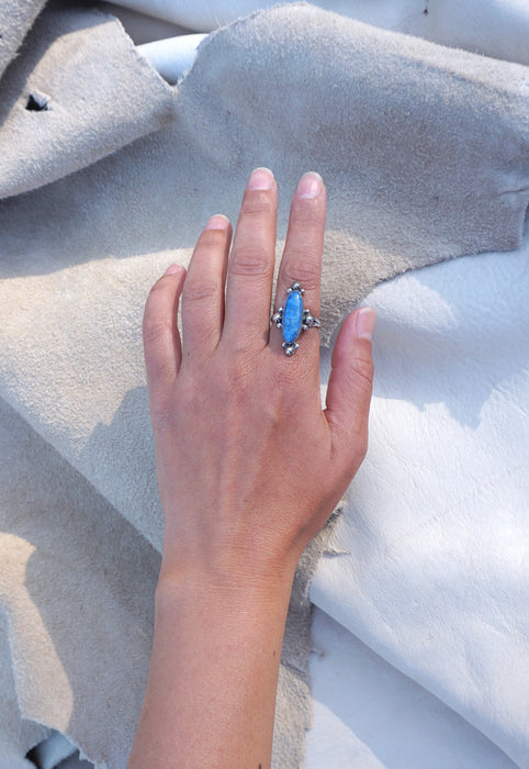 Vintage Native American Signed Lapis Lazuli Denim Lapis Ring Idylwild Vintage