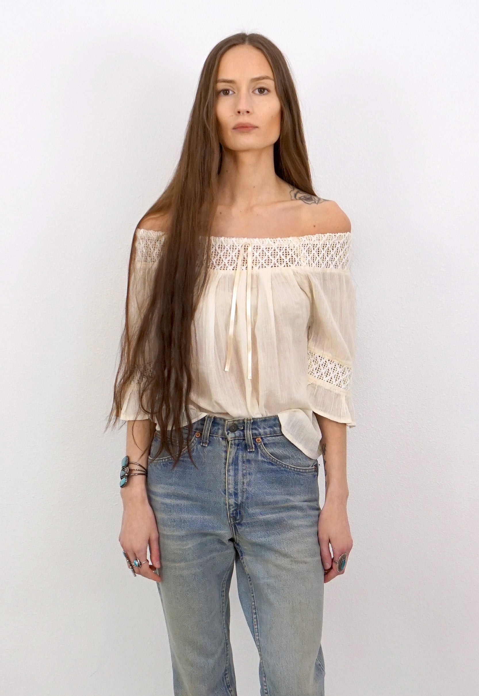 Idylwild Vintage Gauze Off The Shoulder Top