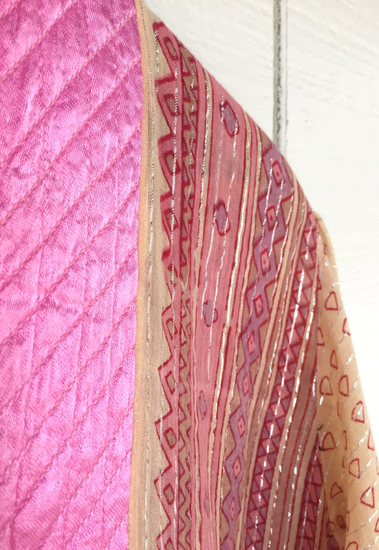 Idylwild Vintage Indian Cotton Gauze Lurex Stripe 1970s Hippie Vintage Dress